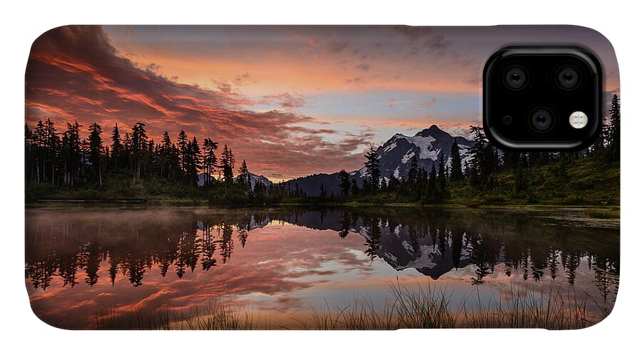 Mount Shuksan iPhone 11 Case featuring the photograph Mount Shuksan Fiery Sunrise by Dan Mihai