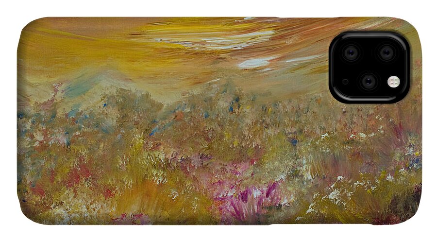 Flowers iPhone 11 Case featuring the painting Mountains of Wild Flowers by Jo Smoley