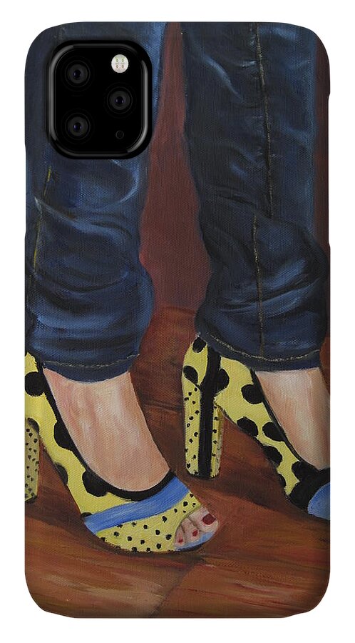 Shoes iPhone 11 Case featuring the painting My Shoes by Roberta Rotunda