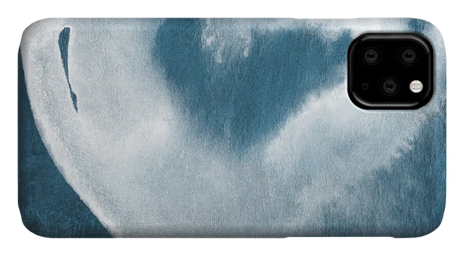 Love iPhone 11 Case featuring the mixed media Navy Blue and White Love by Linda Woods