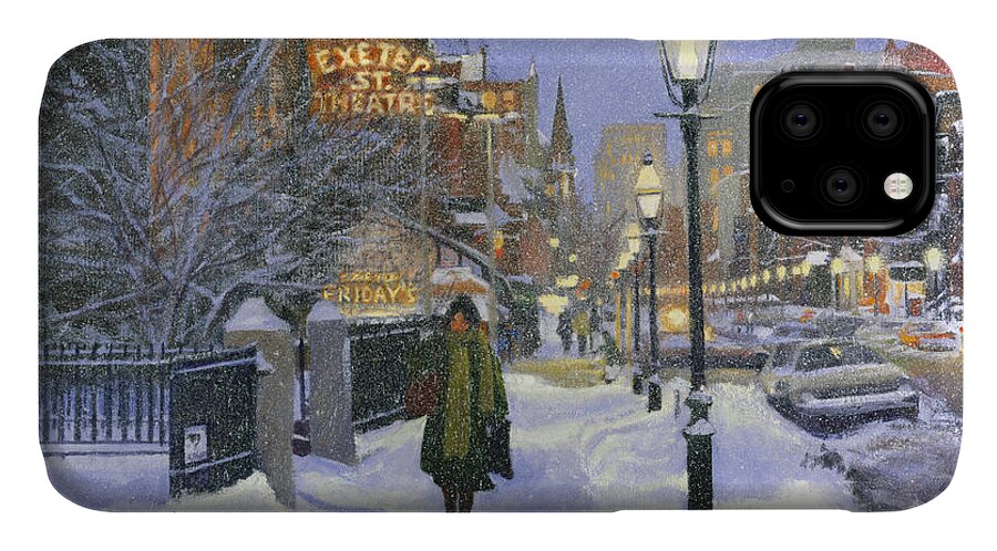 Boston iPhone 11 Case featuring the painting Newbury and Exeter Streets by Candace Lovely