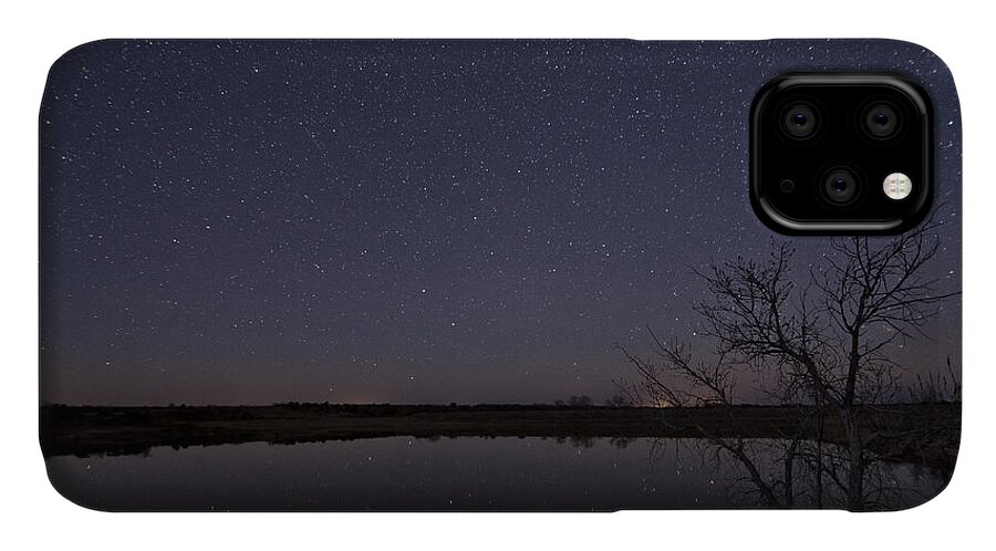 Alone iPhone 11 Case featuring the photograph Night Sky Reflection by Melany Sarafis