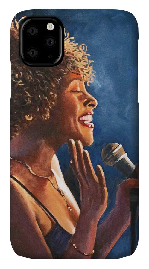 Singer iPhone 11 Case featuring the painting Nightclub Singer by Kevin Hughes