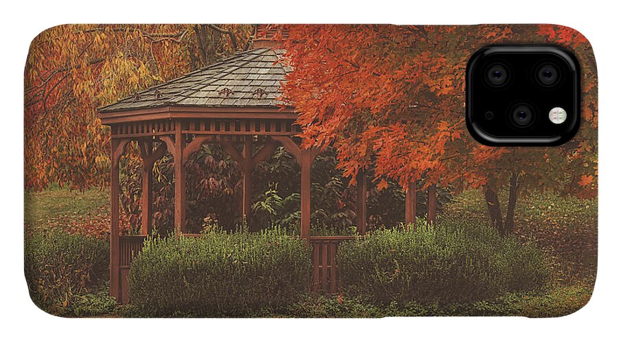 Gazebos iPhone 11 Case featuring the photograph October At Deer Path Park by Pat Abbott