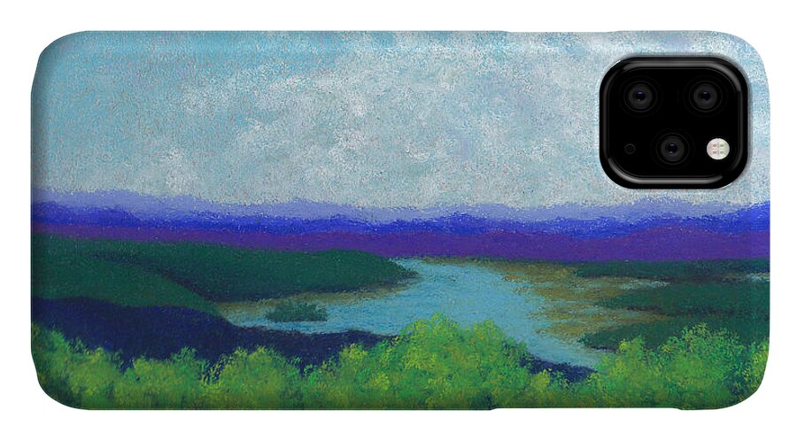 Olana iPhone 11 Case featuring the pastel Olana Overlook by Anne Katzeff