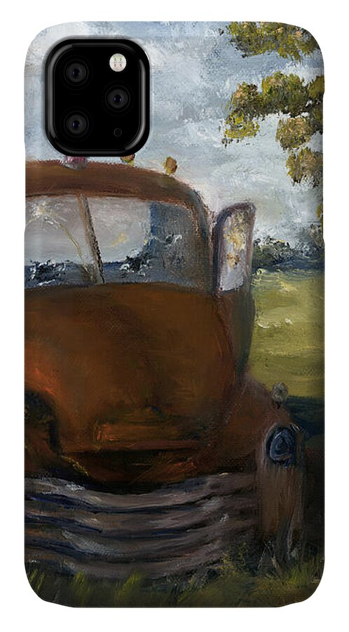 Old iPhone 11 Case featuring the painting Old Truck Shreveport Louisiana Wrecker by Lenora De Lude