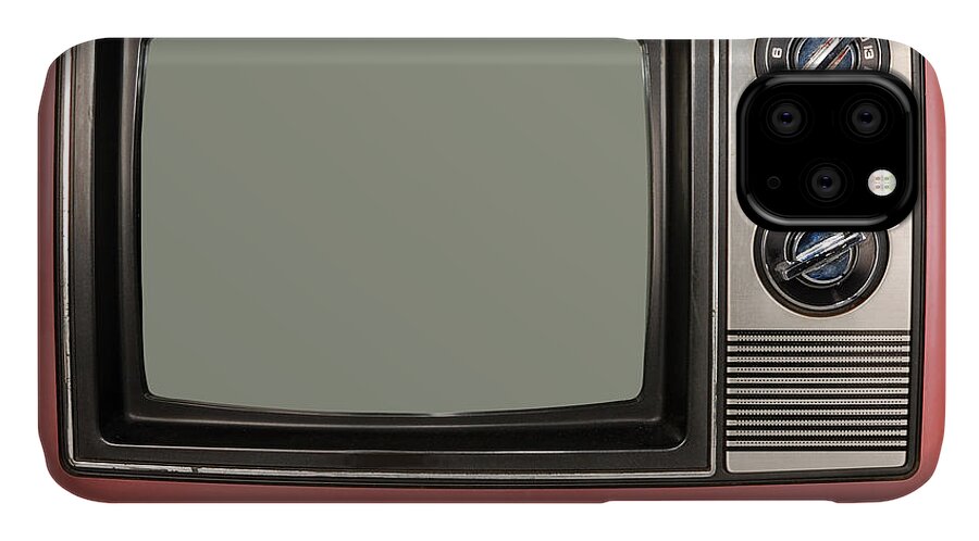 Pink iPhone 11 Case featuring the photograph Vintage TV set by Les Palenik