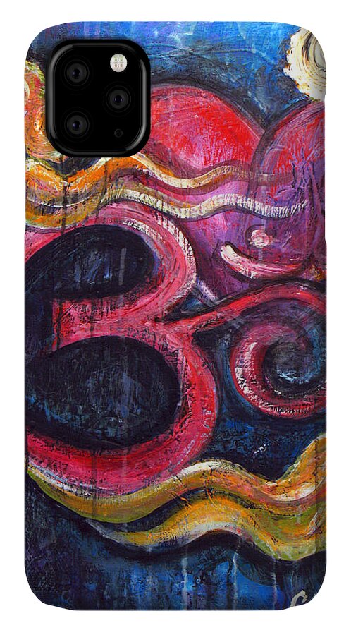 Om iPhone 11 Case featuring the painting Om Heart of Kindness by Laurie Maves ART