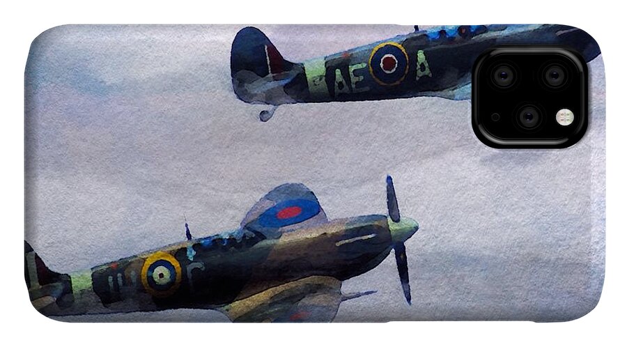 Spitfire iPhone 11 Case featuring the painting On Patrol by Mark Taylor
