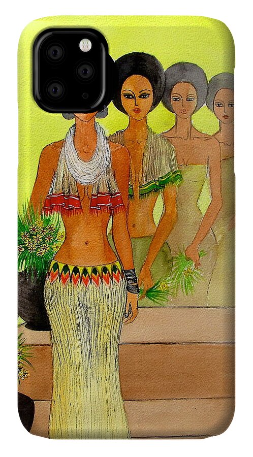 African Paintings iPhone 11 Case featuring the painting One Beauty by Mahlet