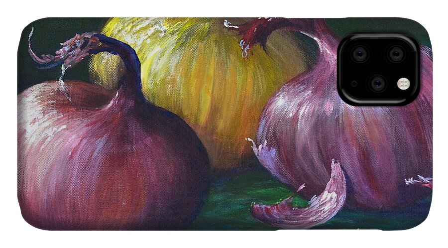 Still Life Painting iPhone 11 Case featuring the painting Onions by AnnaJo Vahle