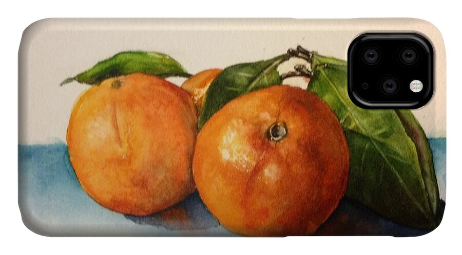 Watercolor iPhone 11 Case featuring the painting Orange by Diane Ziemski