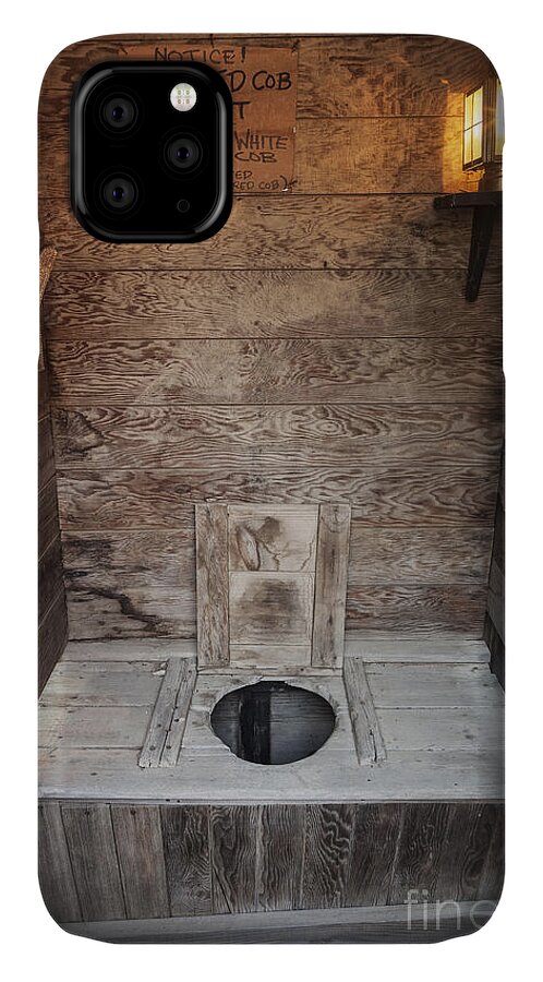 Illuminated iPhone 11 Case featuring the photograph Outhouse Interior by Bryan Mullennix