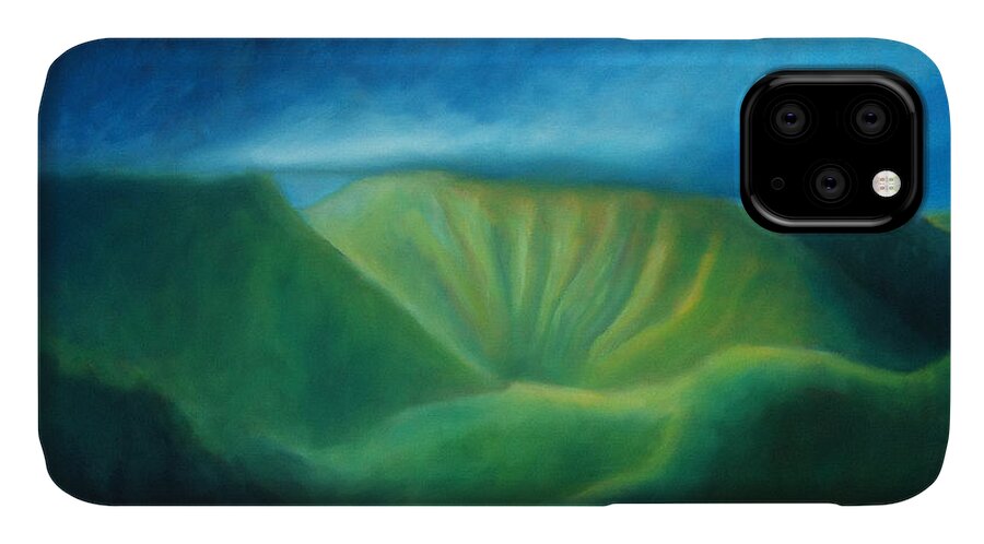 Hawaii iPhone 11 Case featuring the painting Over the Pali by Angela Treat Lyon
