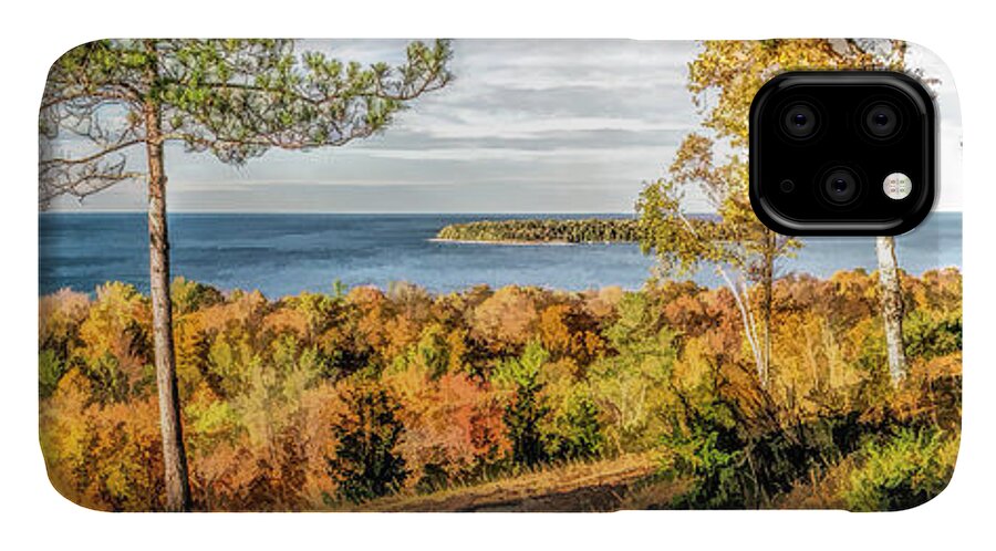 Door County iPhone 11 Case featuring the painting Peninsula State Park Scenic Overlook Panorama by Christopher Arndt