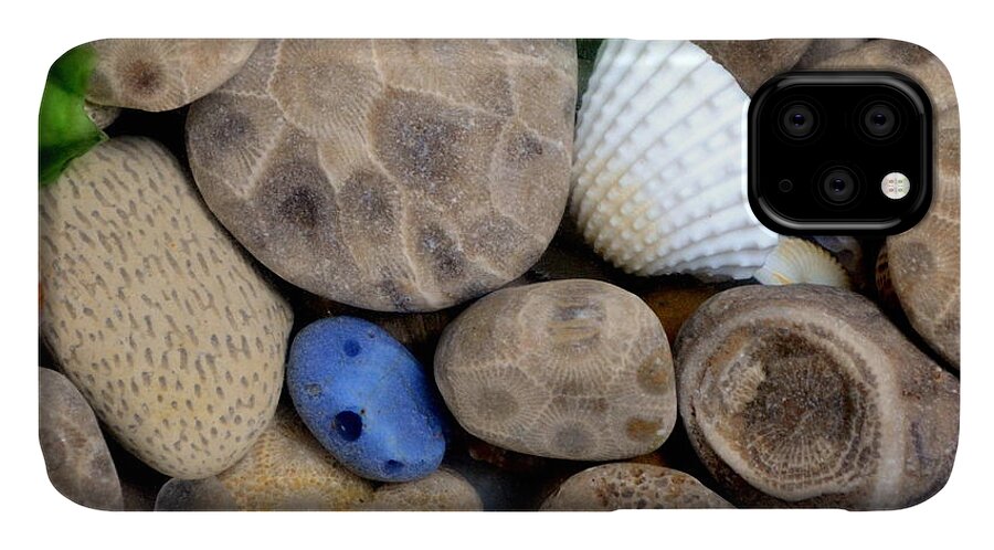 Square iPhone 11 Case featuring the photograph Petoskey Stones V by Michelle Calkins