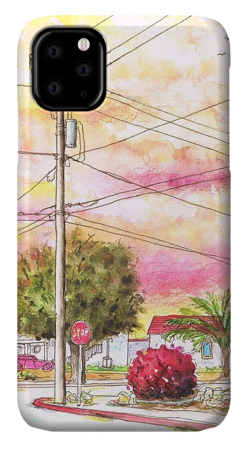 Nature iPhone 11 Case featuring the painting Phone pole in Arroyo Grande - Californa by Carlos G Groppa