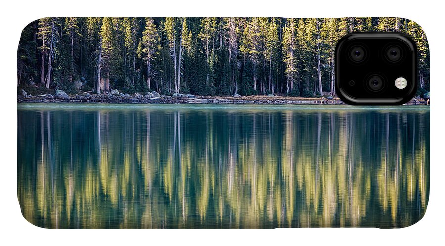 California iPhone 11 Case featuring the photograph Pines Reflected in Tenaya Lake by James Capo