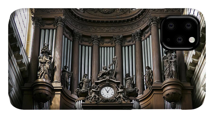 Pipe Organ iPhone 11 Case featuring the photograph Pipe organ in St Sulpice by Jenny Setchell