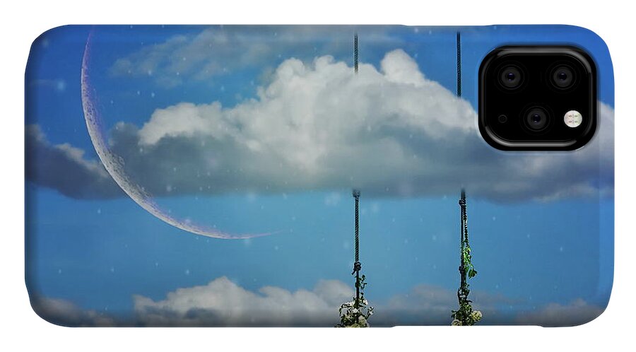 Surrealism iPhone 11 Case featuring the photograph Playing in the Clouds by Andrea Kollo