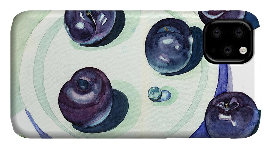 Plums iPhone 11 Case featuring the painting Plums by Katherine Miller