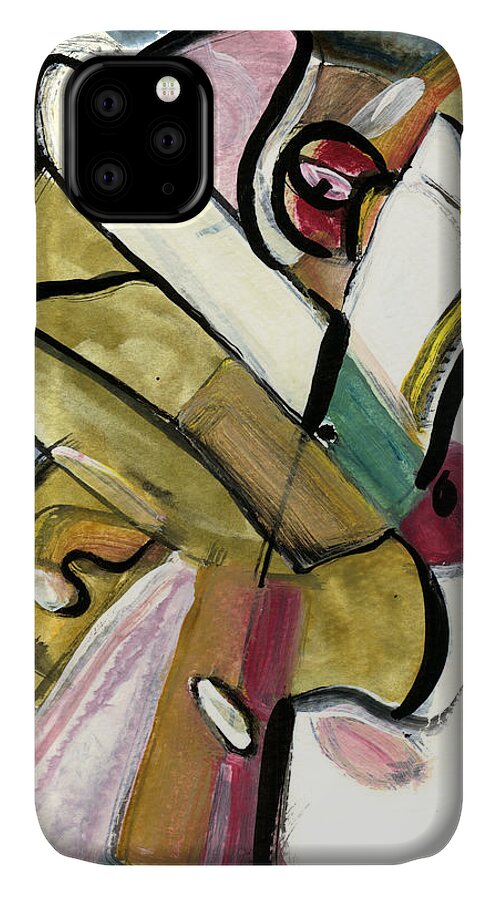 Abstract Art iPhone 11 Case featuring the painting Pure Gold by Stephen Lucas