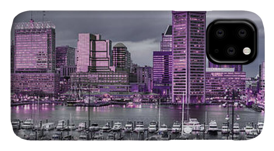 Baltimore City iPhone 11 Case featuring the photograph Purple Glow on Charm City by Dennis Dame