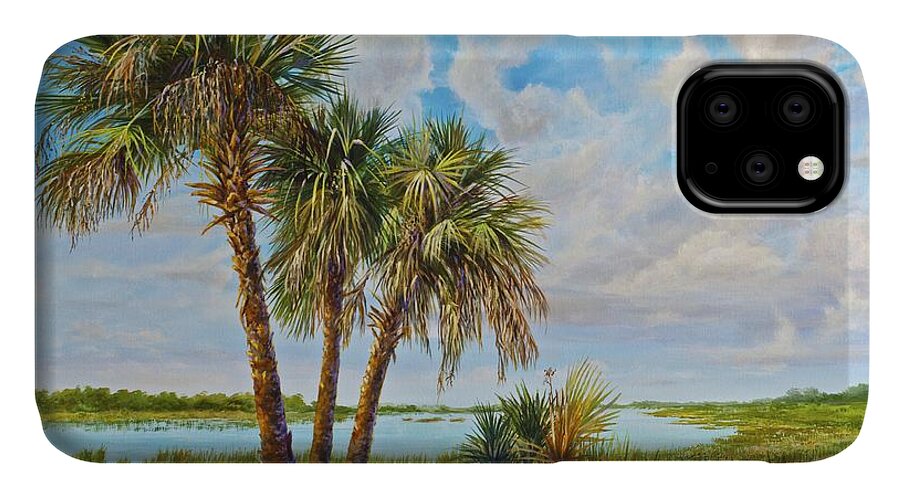 Sky iPhone 11 Case featuring the painting Quiet by AnnaJo Vahle