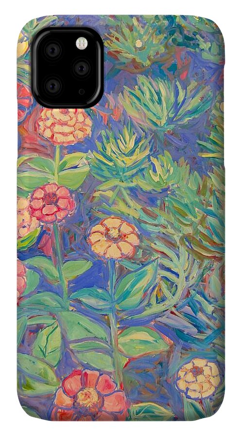 Flowers iPhone 11 Case featuring the painting Radford Library Butterfly Garden by Kendall Kessler