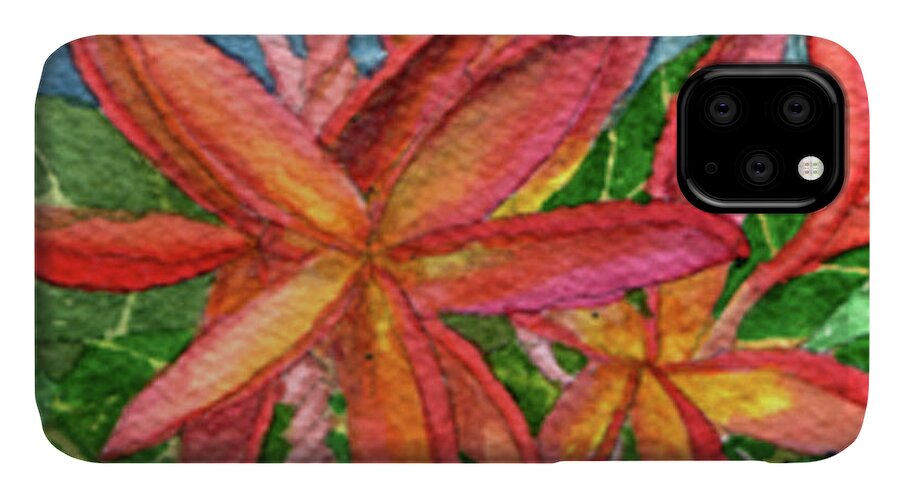 Hawaiian iPhone 11 Case featuring the painting Rainbow Plumeria by Eric Samuelson