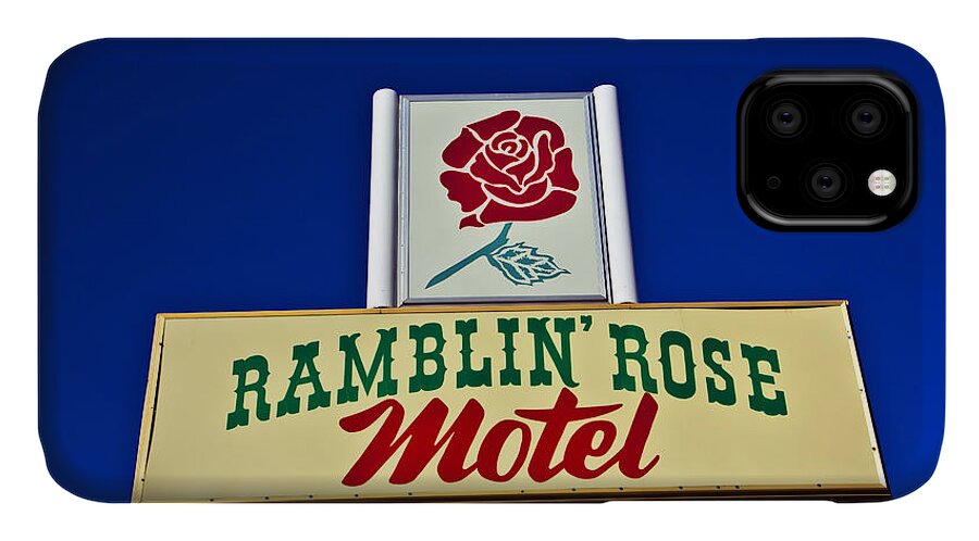 Photography iPhone 11 Case featuring the photograph Ramblin' Rose Motel by Gigi Ebert