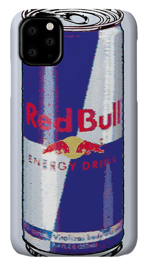 Red Bull iPhone 11 Case featuring the painting Red Bull Ode To Andy Warhol by Tony Rubino