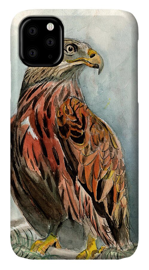 Eagle iPhone 11 Case featuring the painting Red Eagle by Genevieve Esson
