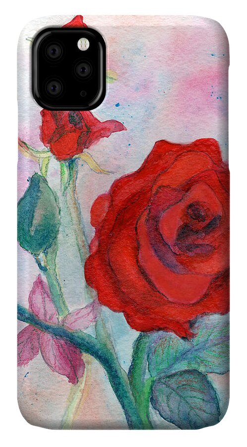 Rose Paintings iPhone 11 Case featuring the painting Red Roses by C Sitton