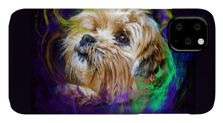A Dogs Life iPhone 11 Case featuring the digital art Reflecting On My Life by Kathy Tarochione