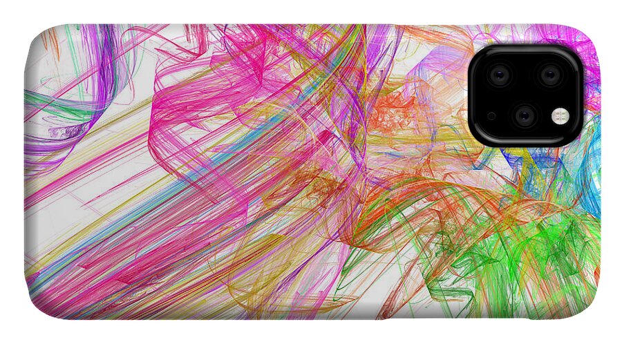 Abstract iPhone 11 Case featuring the digital art Ribbons And Curls White - Abstract - Fractal by Andee Design