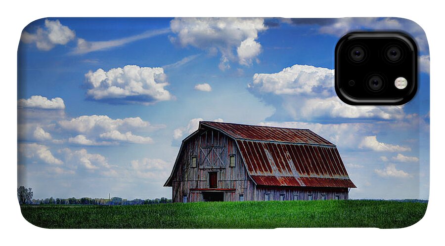 Barn iPhone 11 Case featuring the photograph Riverbottom Barn Against the Sky by Cricket Hackmann