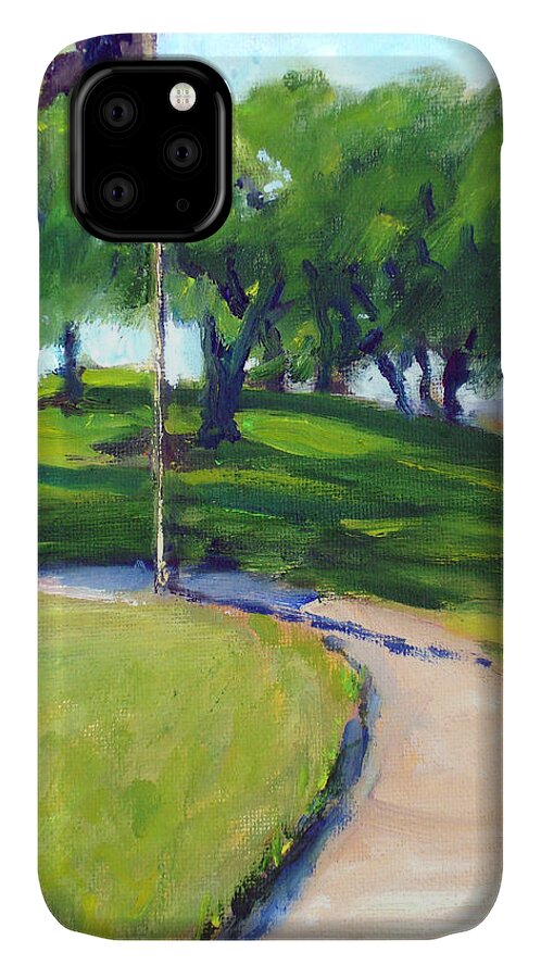Riverside iPhone 11 Case featuring the painting Riverside National Cemetery POW MIA Flag by Joan Coffey
