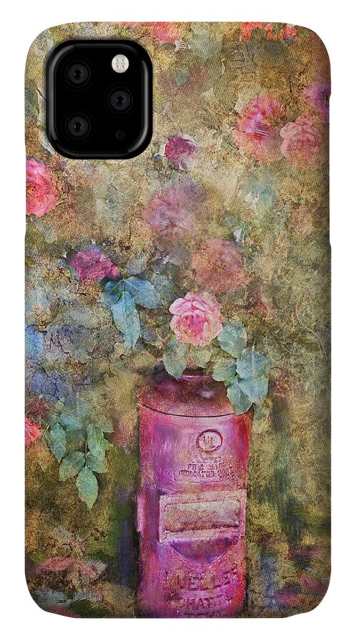 Fine Art Painting iPhone 11 Case featuring the digital art Pink Wild Roses by Sandra Selle Rodriguez