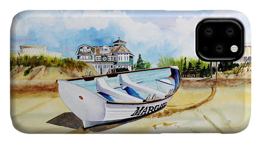 Lifeguard Boat iPhone 11 Case featuring the painting Rumson Avenue by Phyllis London