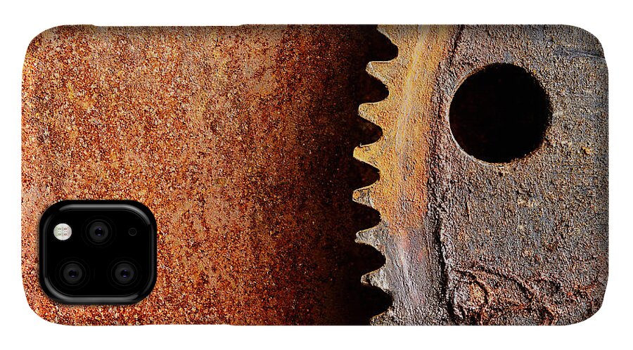 Metal iPhone 11 Case featuring the photograph Rusted Gear by Jim Hughes