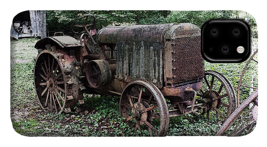 Rust iPhone 11 Case featuring the photograph Rusted Mc Cormick-Deering Tractor and Shed by Michael Spano