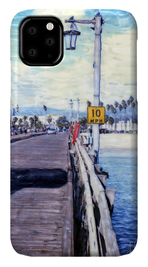 Santa Barbara Pier iPhone 11 Case featuring the mixed media Santa Barbara Pier by Glenn McNary