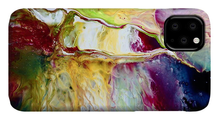 Original iPhone 11 Case featuring the painting Seamless Transition Colorful Abstract by Serg Wiaderny