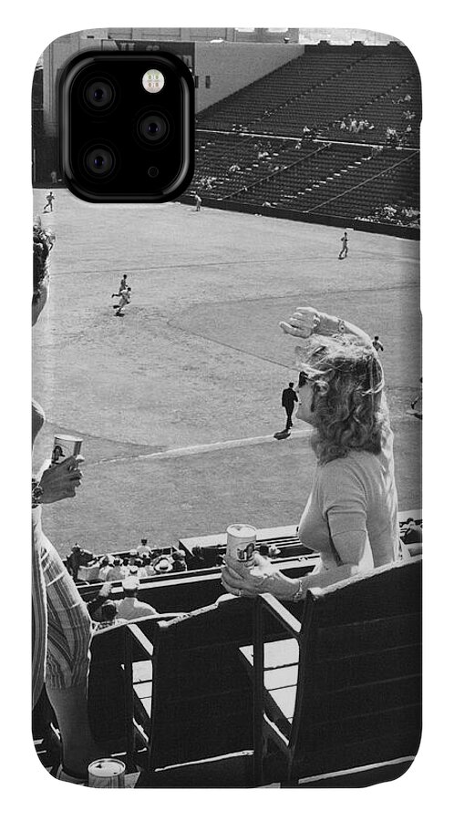 1950's iPhone 11 Case featuring the photograph SF Giants Fans Cheer by Underwood Archives