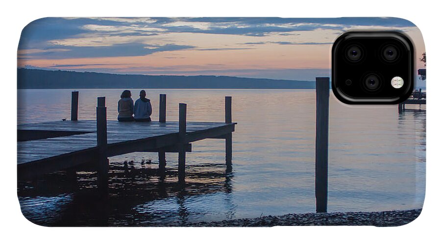 Sisters iPhone 11 Case featuring the photograph Sisters - Lakeside Living at Sunset by Photographic Arts And Design Studio