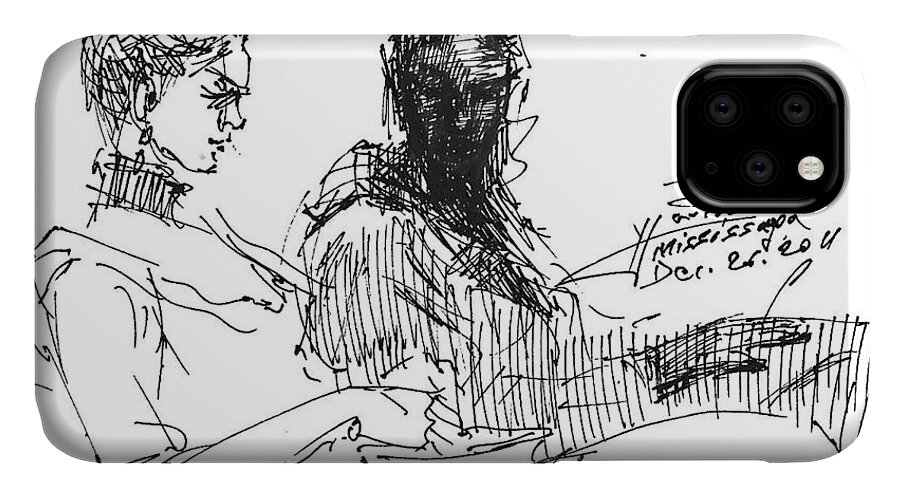 Sisters iPhone 11 Case featuring the drawing Sisters by Ylli Haruni