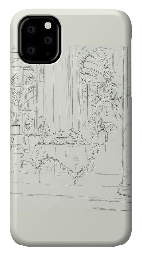 Sketch Of A Formal Dining Room iPhone 11 Case