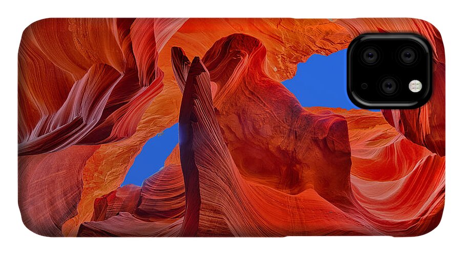 Antelope Canyon iPhone 11 Case featuring the photograph Sky Eyes in Antelope Canyon by Greg Norrell