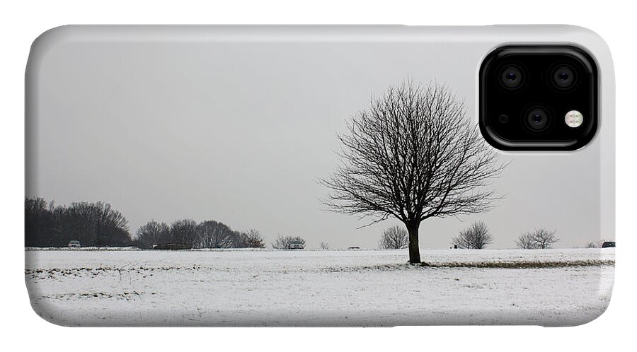 Epsom Downs iPhone 11 Case featuring the photograph Snow on Epsom Downs Surrey England UK by Julia Gavin